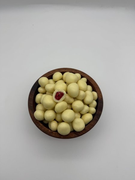 Himbeeren, gefriergetrocknet in weißer Schokolade 250g