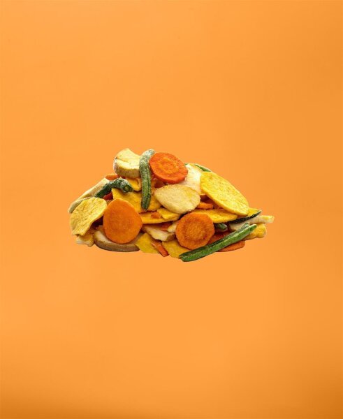 Gemüse- und Fruchtmischung, gesüßt und frittiert 500g